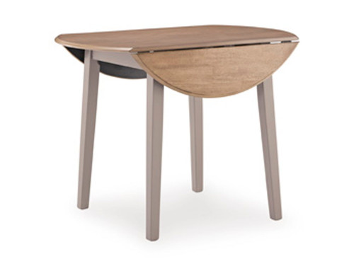 Harperfeld - Round Dining Room Drop Leaf Table - Natural / Gray