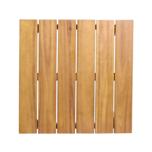 Outdoor Square Side Table With Slatted Top And Wood Frame - Teak