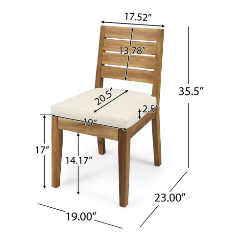 Outdoor Armless Dining Chair With Cushions