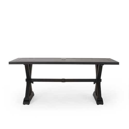 Modern Outdoor Dining Table With X Shaped Legs, Umbrella Hole