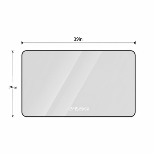 Wall Mirror With Rounded Corners, Temperature Display, Tri-Color Light, Defogging