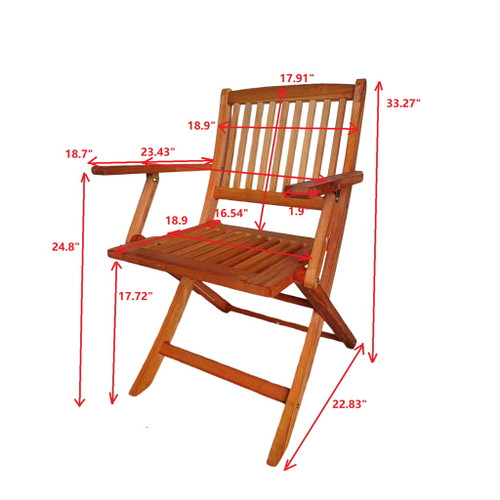 5 Piece Patio Dining Set, 4 Folding Chairs & 1 Dining Table, Indoor And Outdoor Universal - Teak