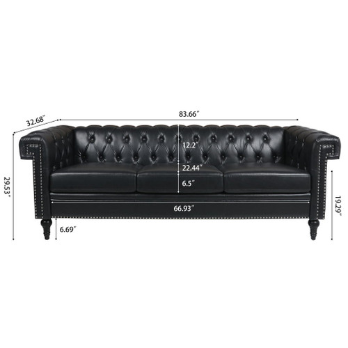 Traditional Square Arm Removable Cushion 3 Seater Sofa