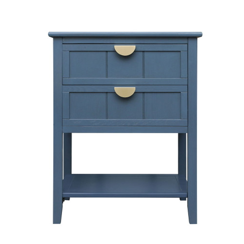 2 Drawer Side Table, American Style, End Table, Suitable For Bedroom, Living Room, Study