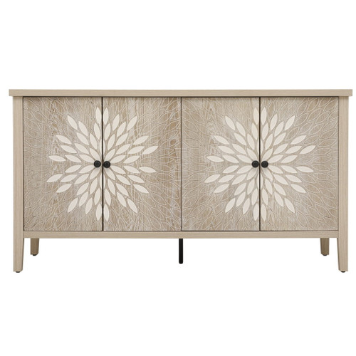 Modern Storage Cabinet With 4 Doors & Adjustable Shelves