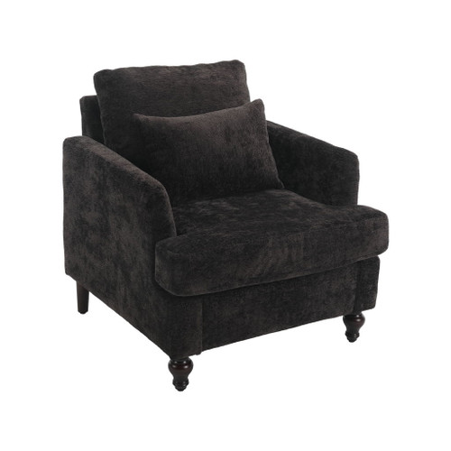 Modern Mid Century Wood Frame Armchair With Tufted Design