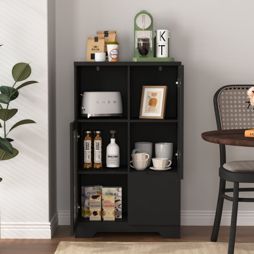 Modern Cabinet With Glass Doors And Drawer