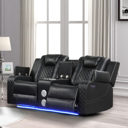Benz - Power Reclining Loveseat & LED Lighting And Built In USB