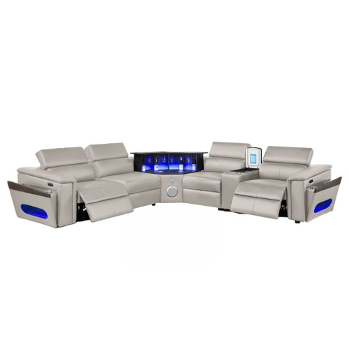 Nova - Sectional With Bluetooth Speaker, LED And Lifting Wine Cabinet