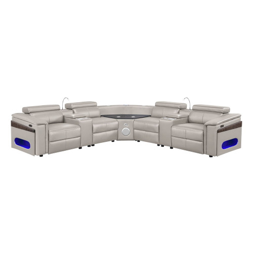 Nova - Sectional With Bluetooth Speaker, LED And Lifting Wine Cabinet