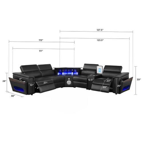 Nova - Sectional With Bluetooth Speaker, LED And Lifting Wine Cabinet