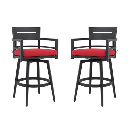 Outdoor Swivel Bar Chairs, 360 Degree Rotation, Ergonomic Backrest (Set of 2)