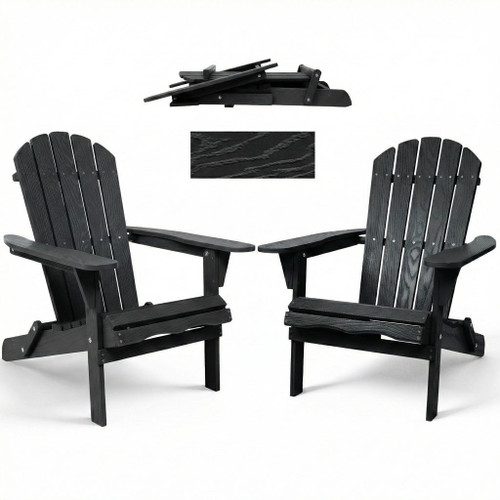 Folding Adirondack Lounge Chair With Embossed Grain Texture