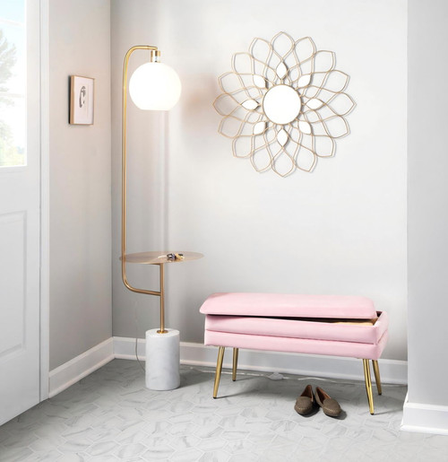 Symbol - Contemporary / Glam Floor Lamp Side Table - White Marble