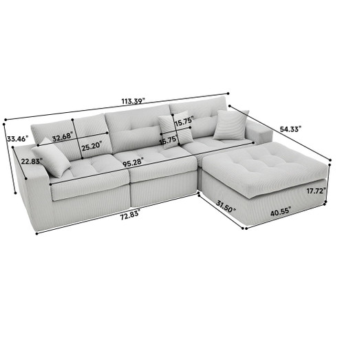 Corner Chaise L-Shaped Sectional Sofa Bed