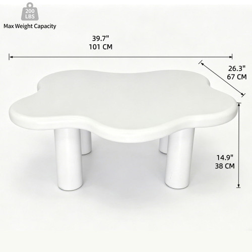 Cloud Shaped Coffee Table With 4 Round Legs