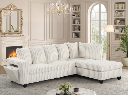 Sesame Beige Reversible Sectional 518 by Happy Homes