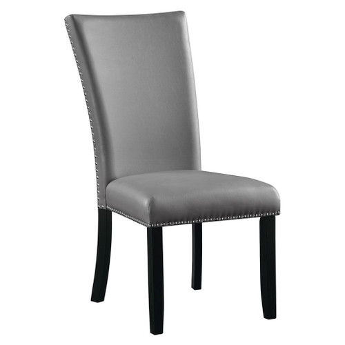 Side Chair (Set of 2) - Gray Synthetic Leather & Black ON CLEARANCE SOLD AS IS