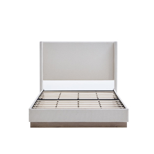 Hosford - Minimalist Upholstered Wingback Bed With Wood Base Platform
