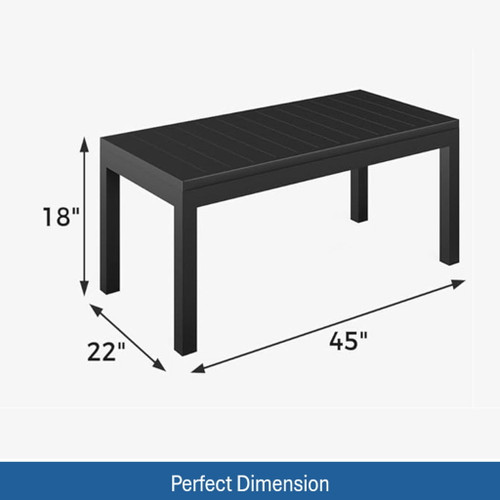 All Weather Slatted Outdoor Coffee Table For Garden - Black