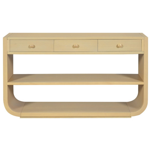 Console Table With 3 Soft Close Drawers & 2 Open Shelves - Natural