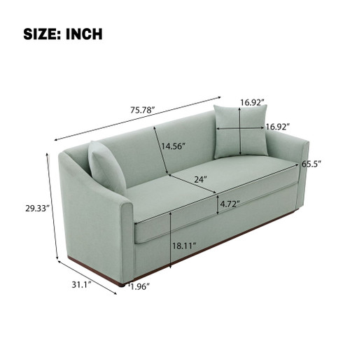 3 Seater Sofa With Wrap Around Armrests And Throw Pillows