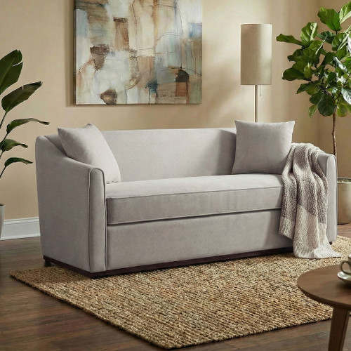 3 Seater Sofa With Wrap Around Armrests And Throw Pillows