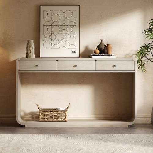onsole Table With 3 Drawers And Display Shelf