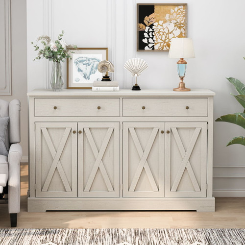Vintage Sideboard With 2 Drawers And Four Doors For Living Room