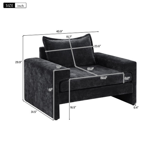 Upholstered Accent Chair With Wide Armrests And Ergonomic Back Support