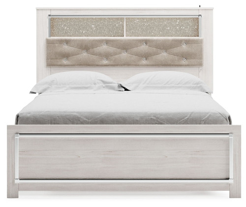 Altyra - Queen Panel Bookcase Bed With Roll Slats - White