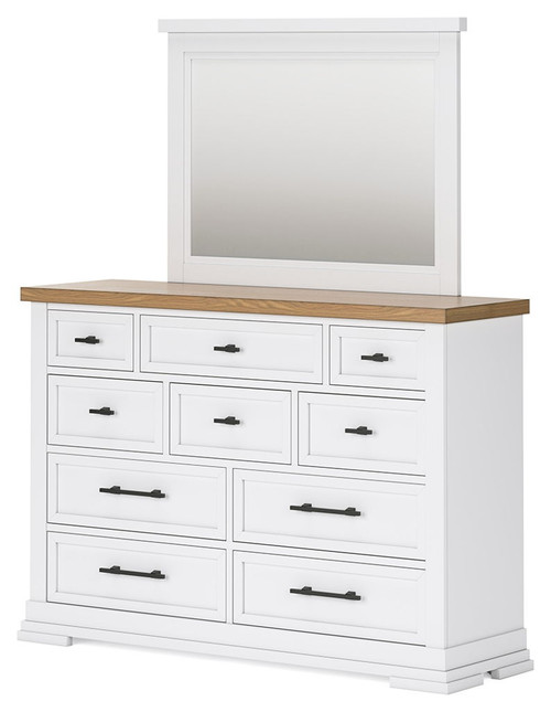 Ashbryn - Dresser And Mirror - White / Natural