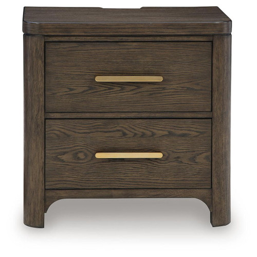 Radkin - Two Drawer Night Stand - Burnished Brown