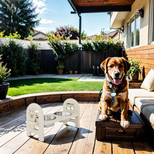 Adjustable Pet Bowl Travel Ready HDPE Durable Poly Lumber Recycled