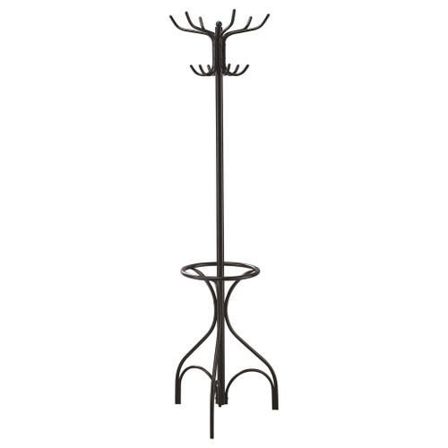 12 Hook Coat Rack With Umbrella Holder - Black