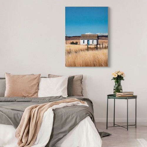 House, Barn Picture Wall Art For Home Decor - Natural / Blue