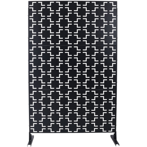 Outdoor / Indoor Privacy Screen Metal Privacy Screen, Freestanding Decorative Privacy Screen For Deck Balcony Patio - Black