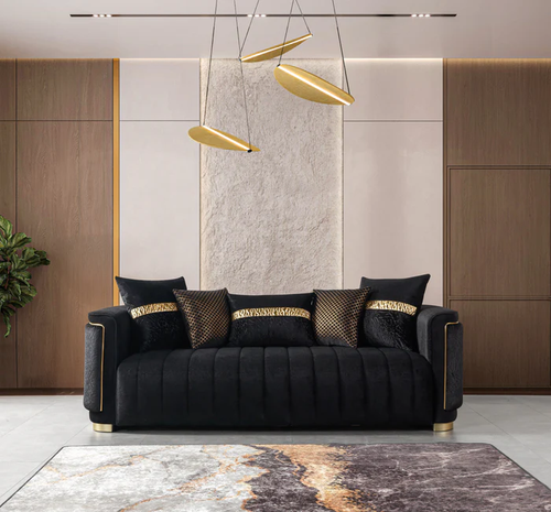 Carlina Black Velvet Living Room Set