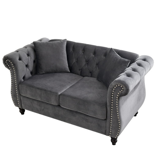 Chesterfield Sofa With Rolled Arms And Nailhead Trim