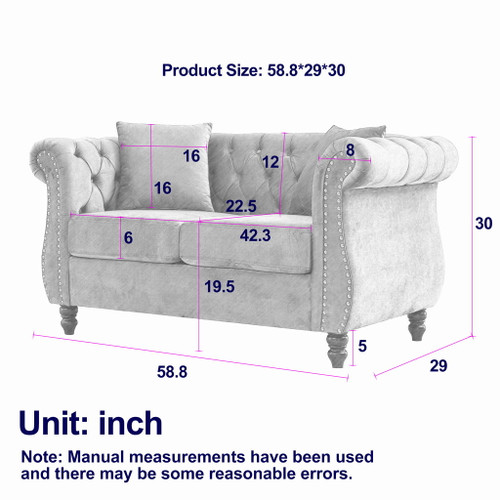 Chesterfield Sofa With Rolled Arms And Nailhead Trim
