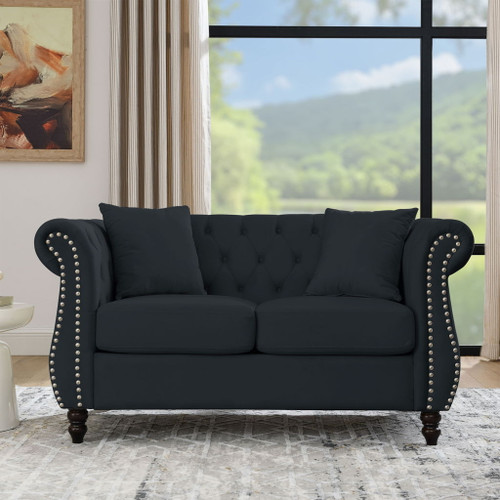 Chesterfield Sofa With Rolled Arms And Nailhead Trim