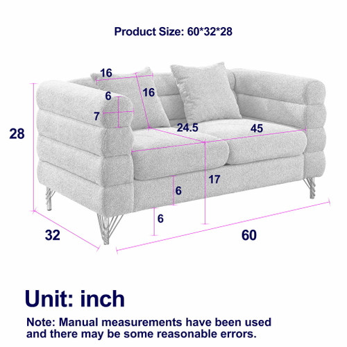 Oversized 2 Seater Sectional Sofa With Deep Seating And 2 Pillows