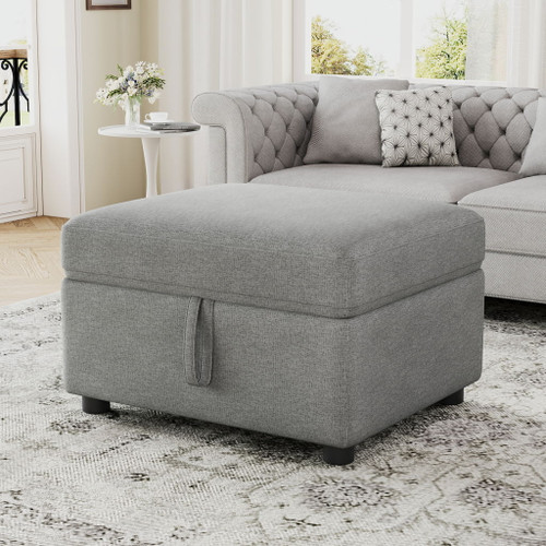 Movable Storage Ottoman Footrest For Living Room