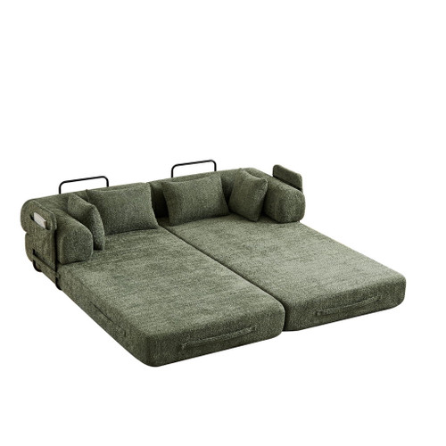 Convertible Sleeper Sofa Bed With Cylindrical Pillow