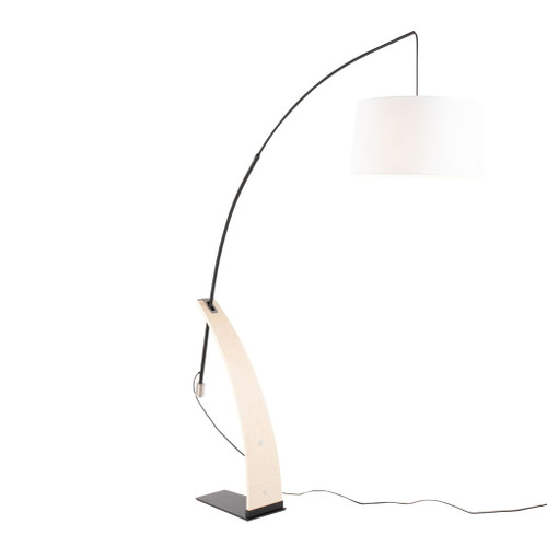 Robyn - Floor Lamp - Natural Wood And White Linen Shade