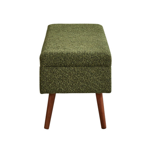 Storage - Bench - Brown Wood, Dark Green Fabric
