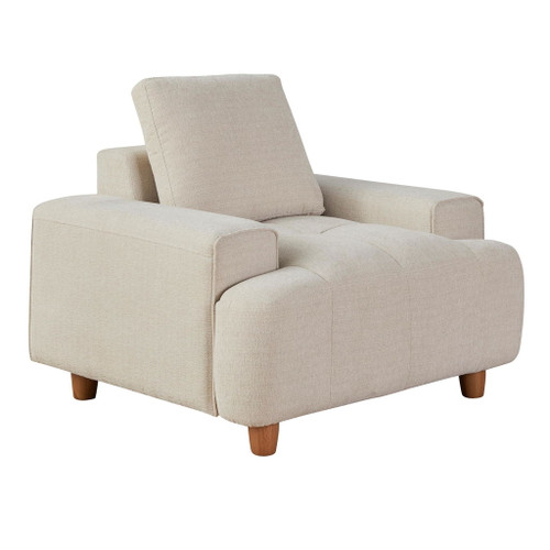 Kipton - Armchair - White Fabric, Walnut Wood