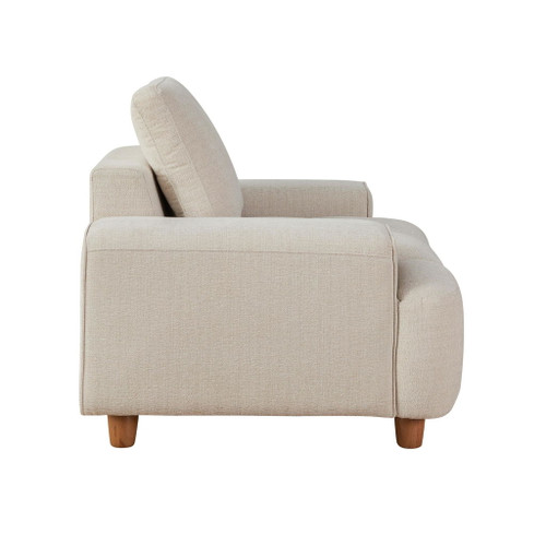 Kipton - Armchair - White Fabric, Walnut Wood