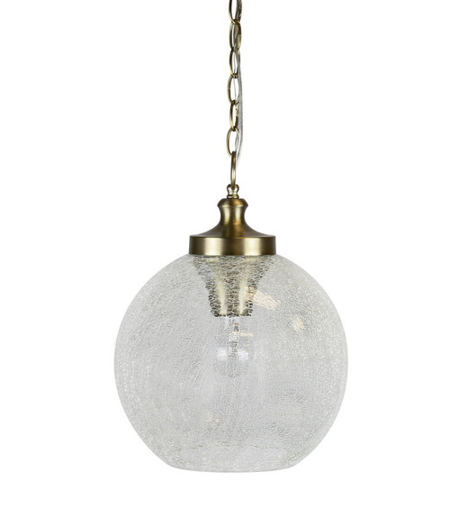 Globe - Glass Pendant Lamp - Clear Crackle Glass, Gold Plating '16