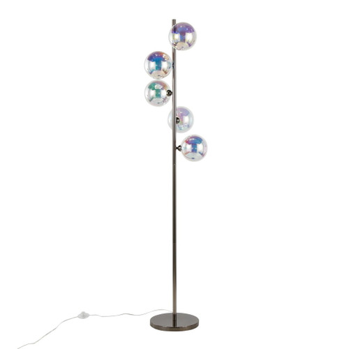 Bubbles - Metal Floor Lamp - Black Chrome Metal, Iridescent Glass Sconces